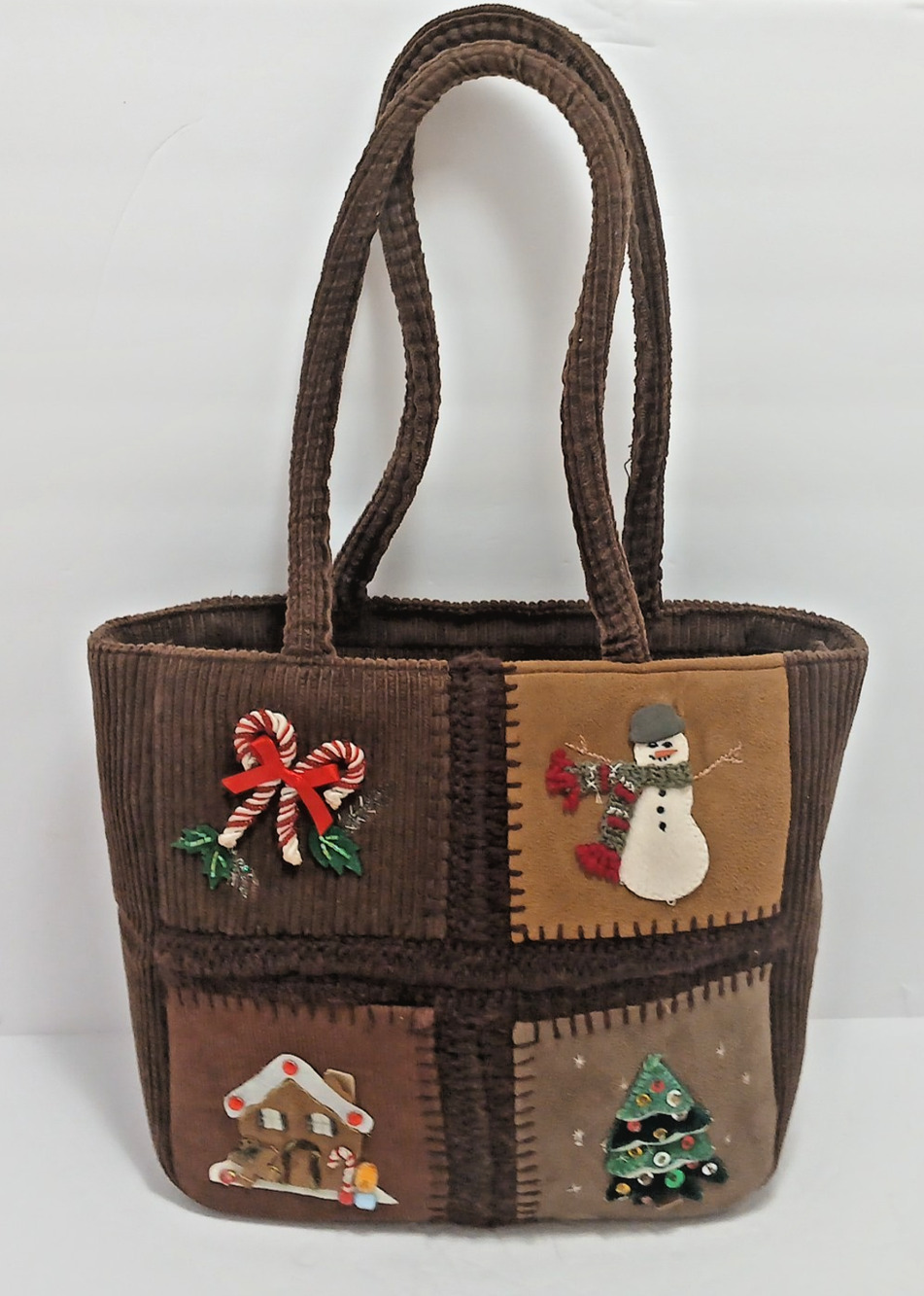 Christmas Patchwork Purse Tote Handbag Vintage Grandmacore Whimsical Cottagecore